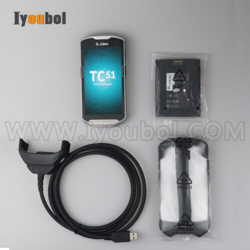 Zebra TC51 (TC510K-2PAZU4P-IA) and Protective shell Fully Refurbished with Battery and USB Cable (CBL-TC51-USB1-01)