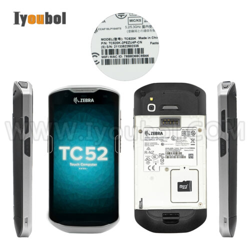 Zebra TC52 (TC520K-1PEZU4P-NA) and Protective shell Fully Refurbished with Battery and USB Cable (CBL-TC51-USB1-01)