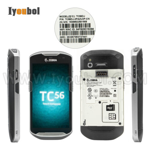 Zebra TC56 (TC56DJ-1PAZU4P-CN) and Protective shell Fully Refurbished with Battery and USB Cable (CBL-TC51-USB1-01)