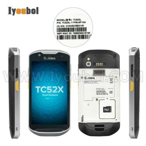 Zebra TC52X (TC520L-1YLMU7P-THD-01) and Protective shell Fully Refurbished with Battery and USB Cable (CBL-TC51-USB1-01)