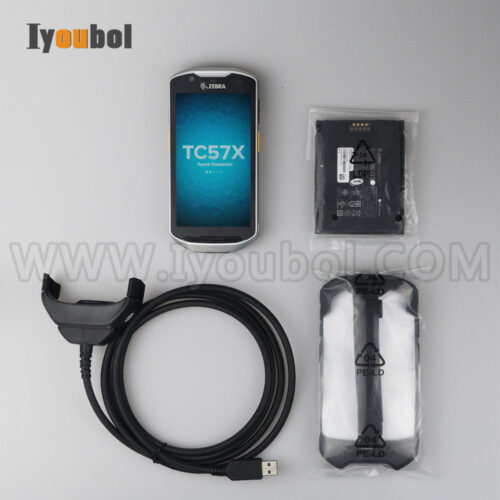 Zebra TC57HO (TC57HO-1XFMU6P-NA) and Protective shell Fully Refurbished with Battery and USB Cable (CBL-TC51-USB1-01)